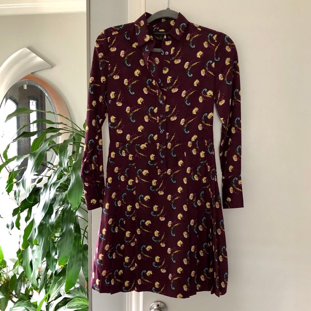 Banana Republic Floral pleated long sleeves Dress
